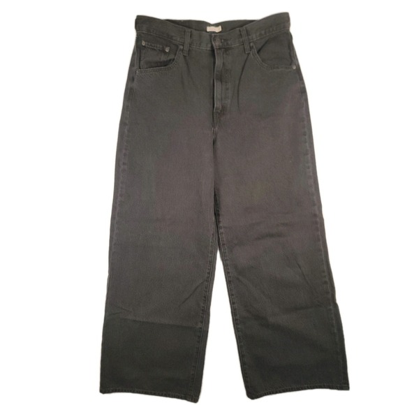Levi's Denim - Levi's Cinch Baggy Jeans W32 L31 Washed Black Wide Leg 100% Cotton Denim